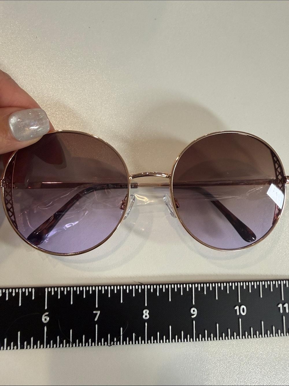 Jessica Simpson Rose Gold Round Sunglasses with Purple Gradient Lenses
